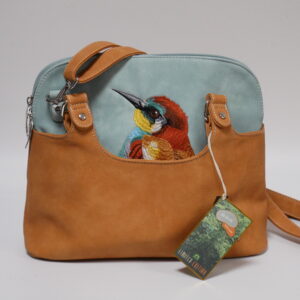 a) Hand-schoudertas.  Hi-di-hi.  hoogte 27cm en breedte 35cm