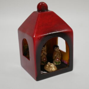 a) Kerststalletje - keramiek - hoogte 14cm